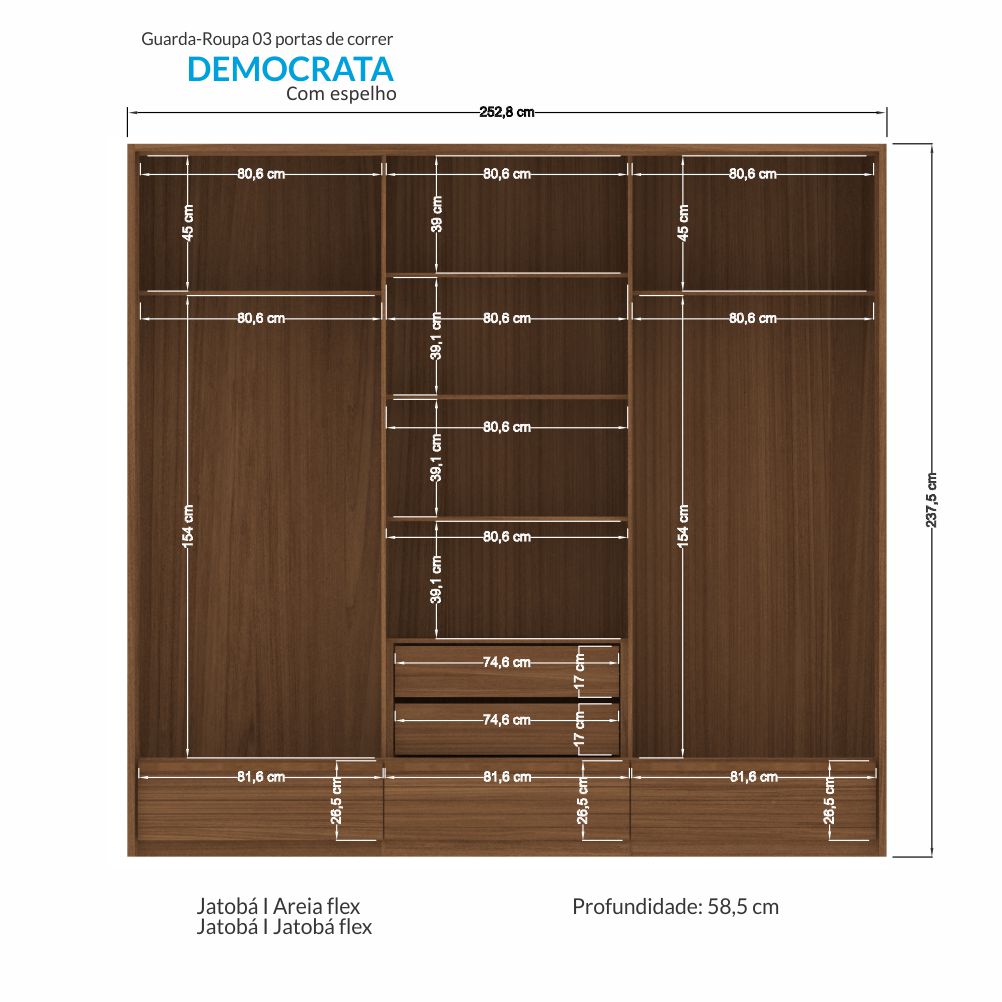 Guarda-Roupa Democrata 03 Portas – Santos Andirá